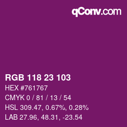 カラーコード: RGB 118 23 103 | qconv.com