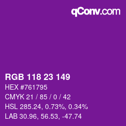 カラーコード: RGB 118 23 149 | qconv.com