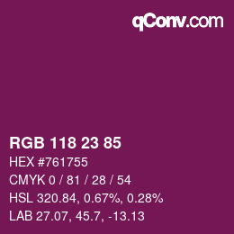カラーコード: RGB 118 23 85 | qconv.com
