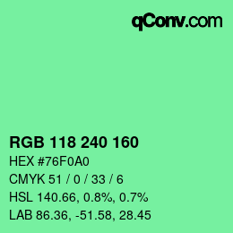 Color code: RGB 118 240 160 | qconv.com