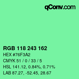 Color code: RGB 118 243 162 | qconv.com