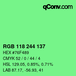 Color code: RGB 118 244 137 | qconv.com