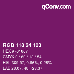 Color code: RGB 118 24 103 | qconv.com