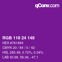 颜色代码: RGB 118 24 148 | qconv.com