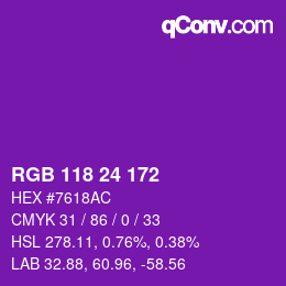 颜色代码: RGB 118 24 172 | qconv.com