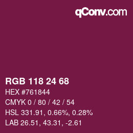 カラーコード: RGB 118 24 68 | qconv.com