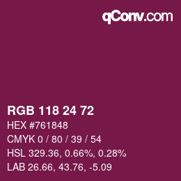 カラーコード: RGB 118 24 72 | qconv.com