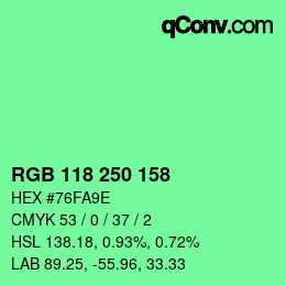 Color code: RGB 118 250 158 | qconv.com