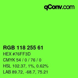 Color code: RGB 118 255 61 | qconv.com