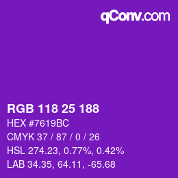 カラーコード: RGB 118 25 188 | qconv.com