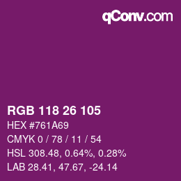 颜色代码: RGB 118 26 105 | qconv.com
