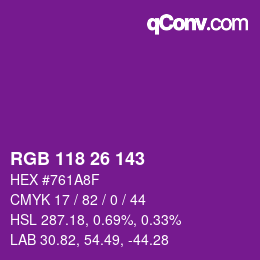 カラーコード: RGB 118 26 143 | qconv.com