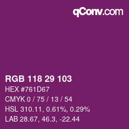 Color code: RGB 118 29 103 | qconv.com