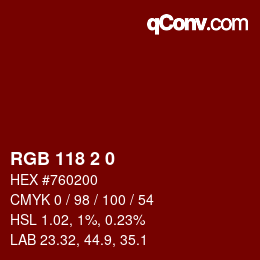 カラーコード: RGB 118 2 0 | qconv.com