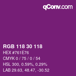 Color code: RGB 118 30 118 | qconv.com