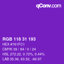 Color code: RGB 118 31 193 | qconv.com