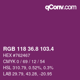 カラーコード: RGB 118 36.8 103.4 | qconv.com