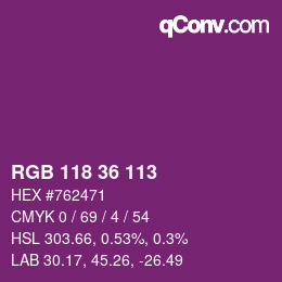 カラーコード: RGB 118 36 113 | qconv.com