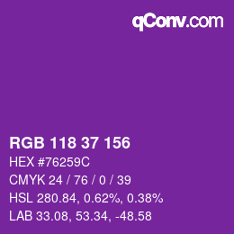 カラーコード: RGB 118 37 156 | qconv.com