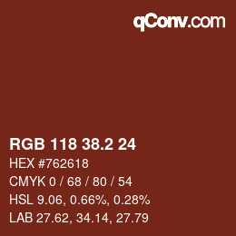カラーコード: RGB 118 38.2 24 | qconv.com