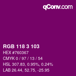 Color code: RGB 118 3 103 | qconv.com