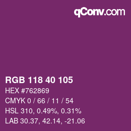颜色代码: RGB 118 40 105 | qconv.com