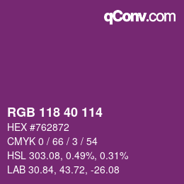 Color code: RGB 118 40 114 | qconv.com
