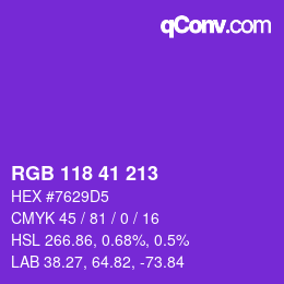 Color code: RGB 118 41 213 | qconv.com