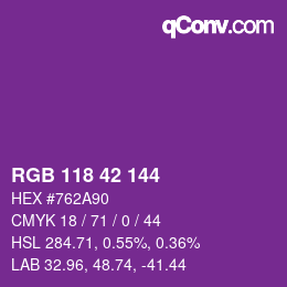 カラーコード: RGB 118 42 144 | qconv.com