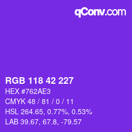 カラーコード: RGB 118 42 227 | qconv.com