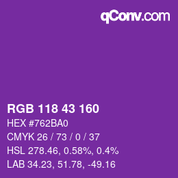 Color code: RGB 118 43 160 | qconv.com