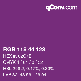Farbcode: RGB 118 44 123 | qconv.com