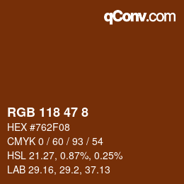 Color code: RGB 118 47 8 | qconv.com