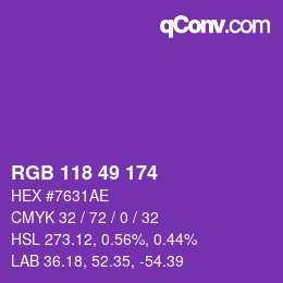 Código de color: RGB 118 49 174 | qconv.com