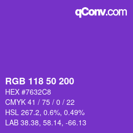 Color code: RGB 118 50 200 | qconv.com