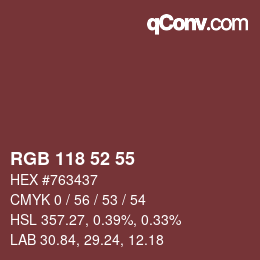 Código de color: RGB 118 52 55 | qconv.com