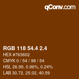カラーコード: RGB 118 54.4 2.4 | qconv.com
