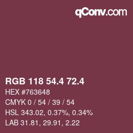 カラーコード: RGB 118 54.4 72.4 | qconv.com