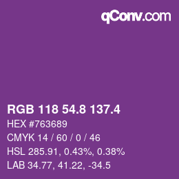 カラーコード: RGB 118 54.8 137.4 | qconv.com
