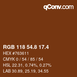 カラーコード: RGB 118 54.8 17.4 | qconv.com