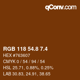 カラーコード: RGB 118 54.8 7.4 | qconv.com