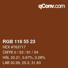颜色代码: RGB 118 55 23 | qconv.com