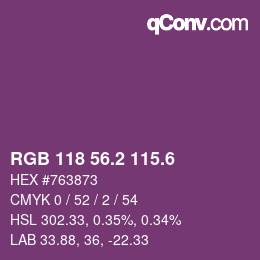 カラーコード: RGB 118 56.2 115.6 | qconv.com