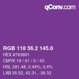 カラーコード: RGB 118 56.2 145.6 | qconv.com