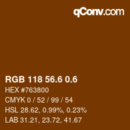カラーコード: RGB 118 56.6 0.6 | qconv.com