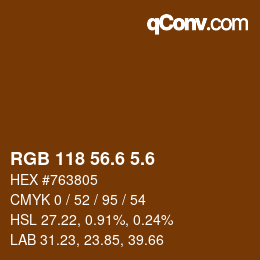 カラーコード: RGB 118 56.6 5.6 | qconv.com