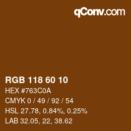 颜色代码: RGB 118 60 10 | qconv.com