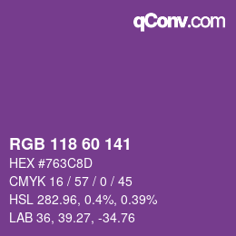 カラーコード: RGB 118 60 141 | qconv.com