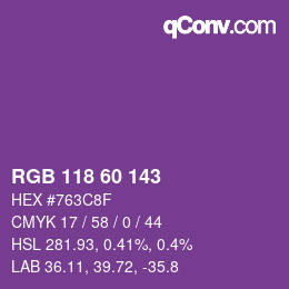 カラーコード: RGB 118 60 143 | qconv.com