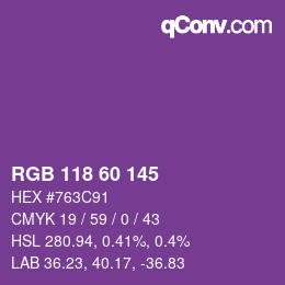颜色代码: RGB 118 60 145 | qconv.com